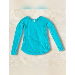 Ivivva by Lululemon Girls 14 Soft Long-Sleeve Top Thumbholes Teal Blue Aqua YY20